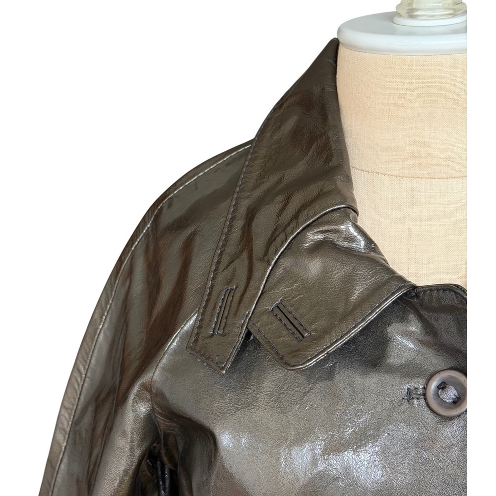 DOMA Leather Moto Biker Cropped Jacket Lacquered Glossy Edgy Gunmetal Gray SMALL - Picture 3 of 15